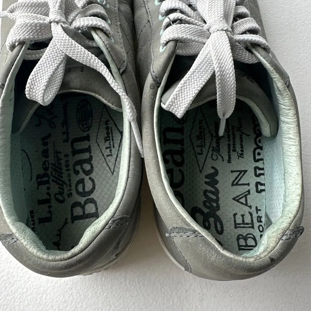 L.L.Bean Eco Bay Women’s Size 8 M Oxford Classic Sage Leather Lace-Up Shoes